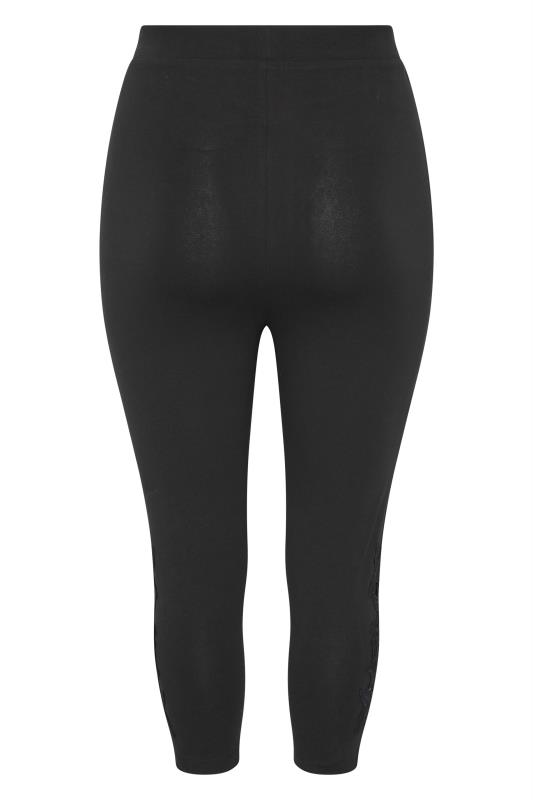 Plus Size Black Lace Cropped Leggings | Yours Clothing 6