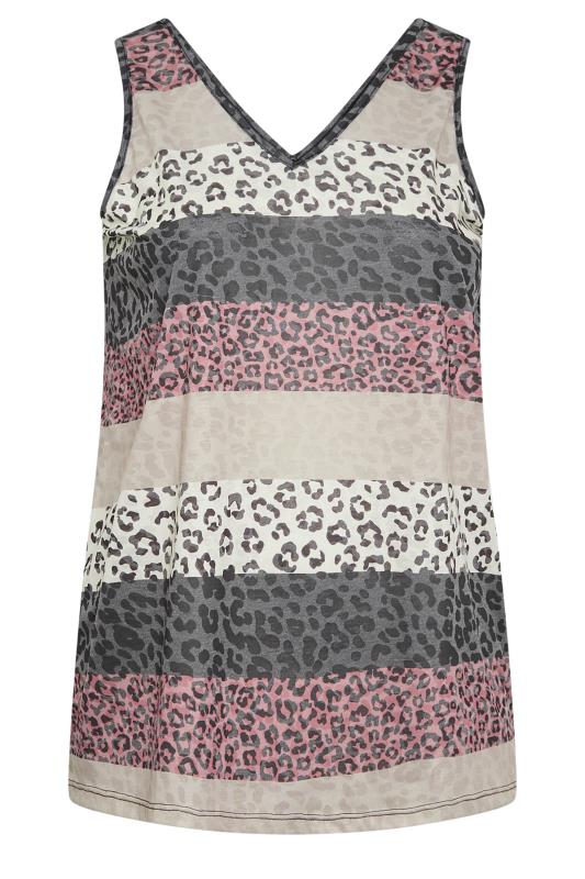 YOURS Plus Size Beige Brown Striped Animal Print Swing Vest Top | Yours Clothing 6