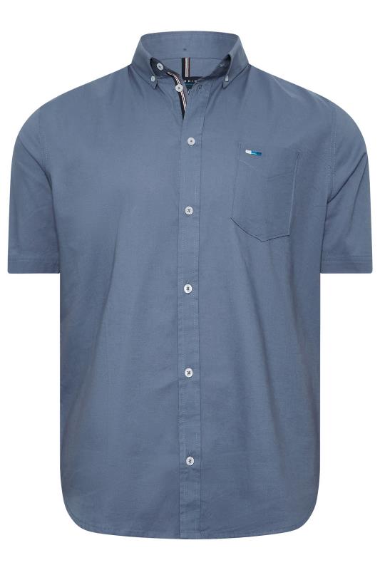 BadRhino Big & Tall Steel Blue Essential Short Sleeve Oxford Shirt | BadRhino 1