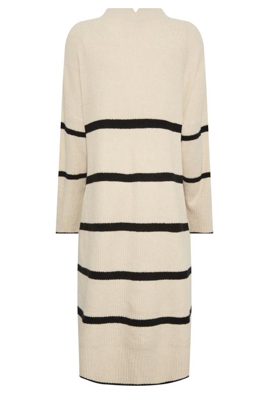 YOURS Curve Cream Wide Stripe Turtle Neck Dress | Yours Clothing 6