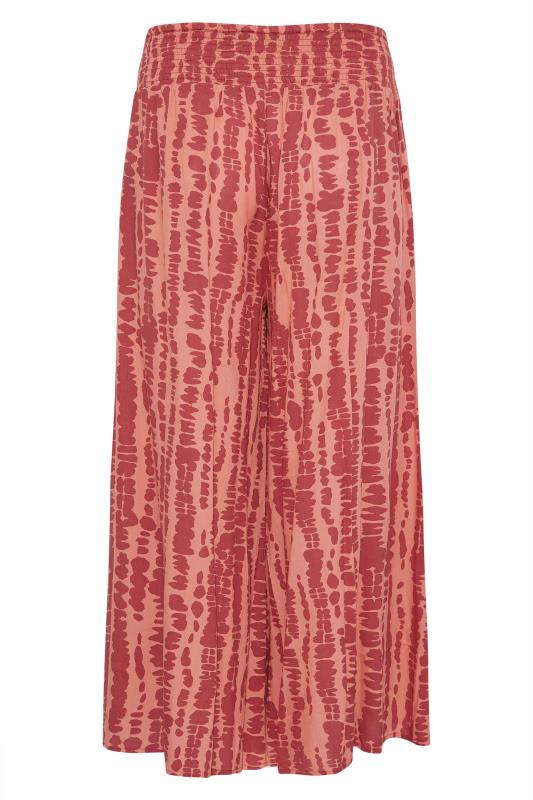 Plus Size Pink Tie Dye Wide Leg Trousers | Yours Clothing 6