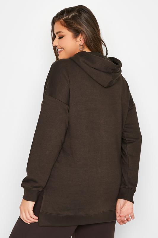 Plus Size Chocolate Brown Hoodie | Yours Clothing 3