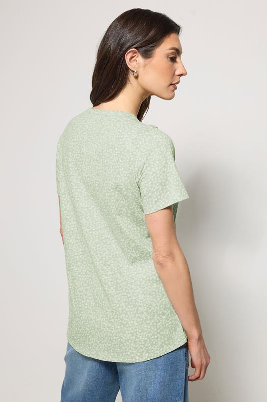 M&Co Sage Green Ditsy Floral Cotton Henley Top | M&Co 2