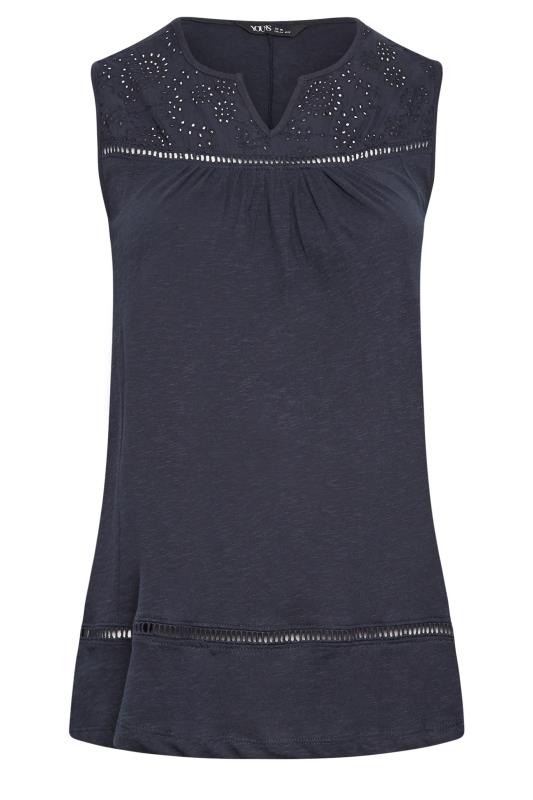 YOURS Curve Navy Crochet Vest Top | Yours Clothing 6