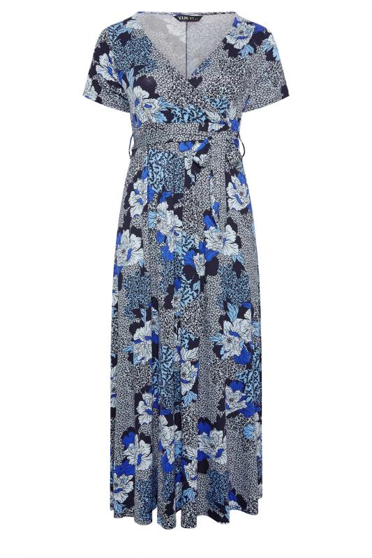 YOURS Plus Size Blue Floral Print Wrap Maxi Dress | Yours Clothing 5