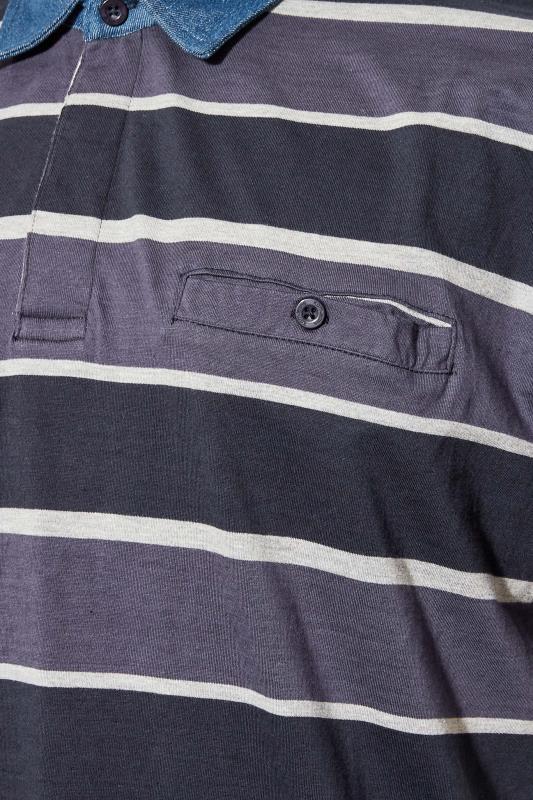 KAM Big & Tall Purple Stripe Rugby Polo Shirt 2