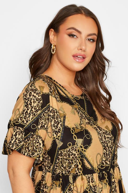 Plus Size Yellow Leopard Print Patterned Tunic Dress | Yours Clothing 4