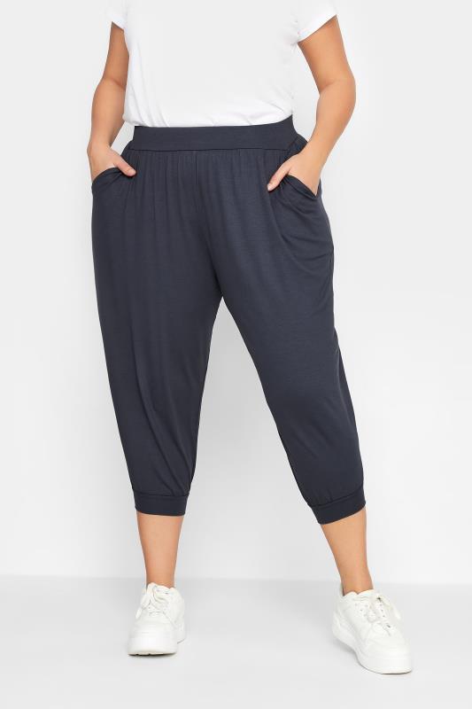  Tallas Grandes YOURS Curve Charcoal Grey Cropped Jersey Harem Joggers