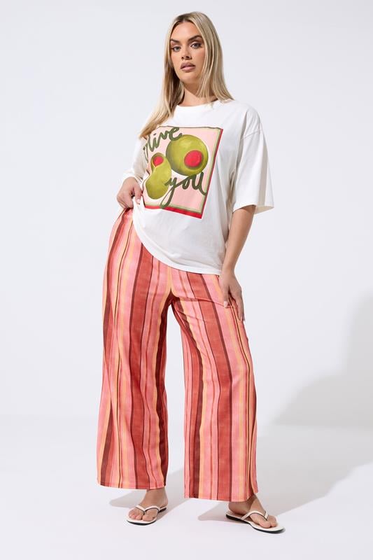  LIMITED COLLECTION Curve Red Striped Wide Leg Trousers