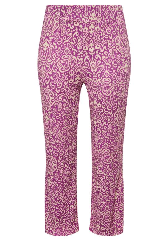 YOURS Curve Purple Paisley Print Wide Leg Trousers | Yours Clothing 4