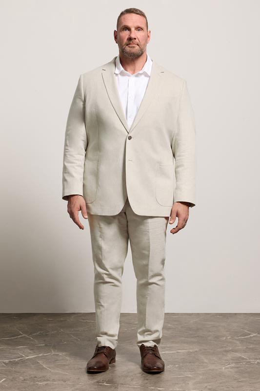 BadRhino Tailoring Big & Tall Oatmeal Brown Linen Suit Trousers | BadRhino 4