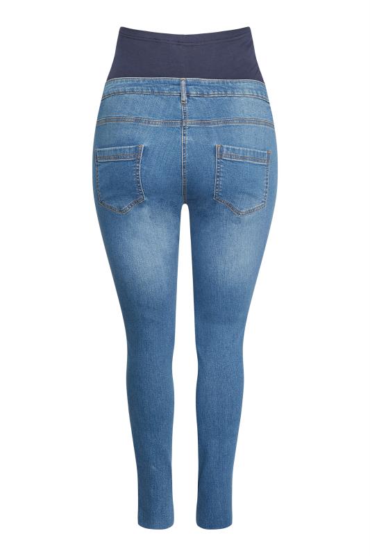 BUMP IT UP MATERNITY Curve Light Blue Ripped AVA Jeans With Comfort Panel 6