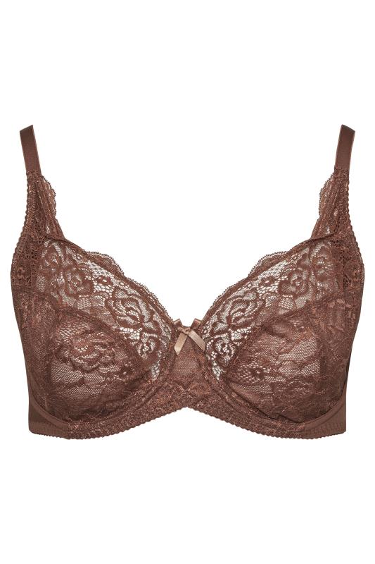 Plus Size  Brown Lace Non-Padded Bra