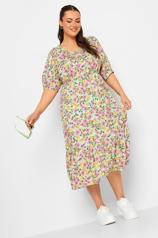 LIMITED COLLECTION Plus Size Mint Green Flora Midaxi Dress | Yours Clothing 3