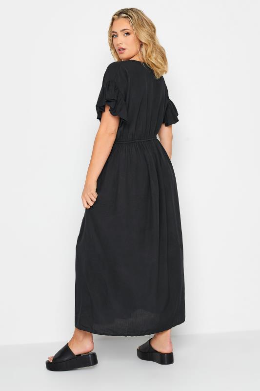 LIMITED COLLECTION Plus Size Black Frill Sleeve Linen Maxi Dress | Yours Clothing 4
