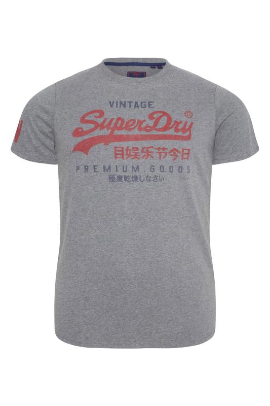  dla puszystych SUPERDRY Big & Tall Grey Washed Logo T-Shirt