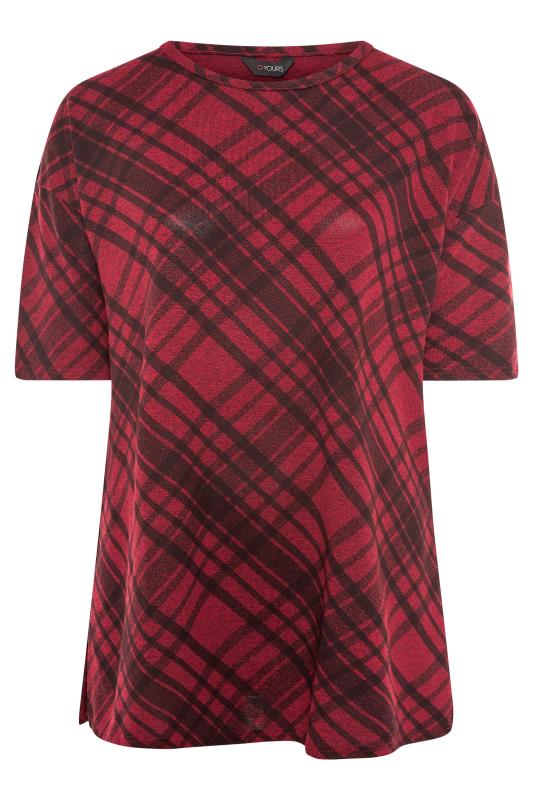 Curve Wine Red Check Print Oversized Top_F.jpg