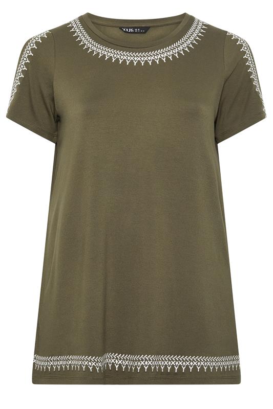 YOURS Plus Size Green Embroidered T-Shirt | Yours Clothing 5