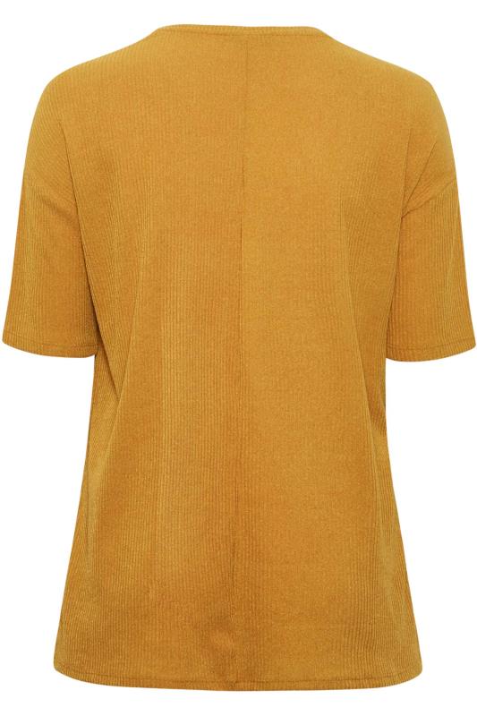 Plus Size Mustard Yellow Pearl Embellished Split Hem Top | Yours Clothing 7