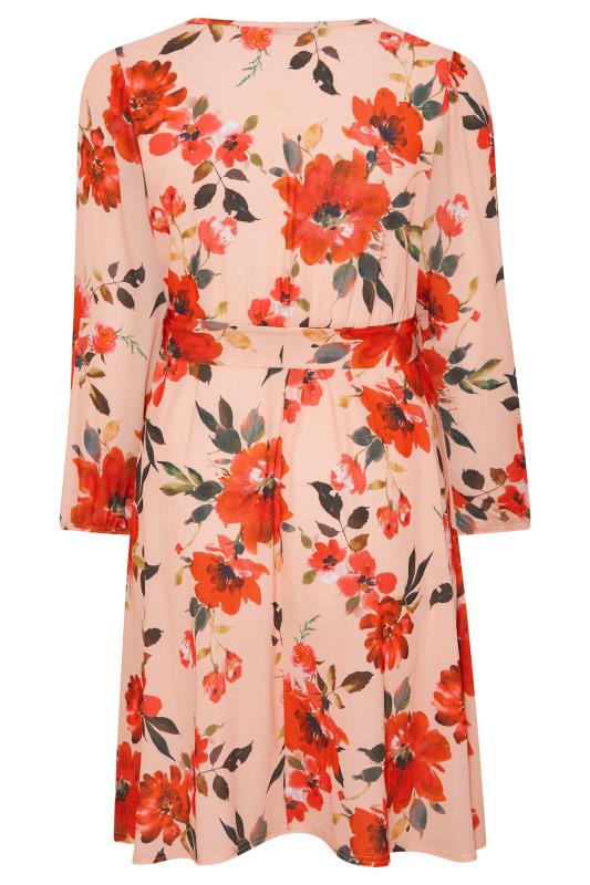 YOURS LONDON Plus Size Pink Floral Print Wrap Dress | Yours Clothing 7