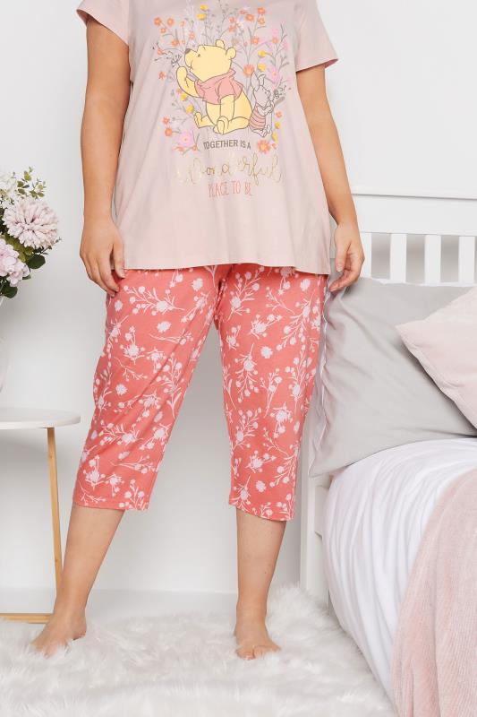 DISNEY Plus Size Pink Winnie The Pooh & Piglet Print Pyjama Set | Yours Clothing  4