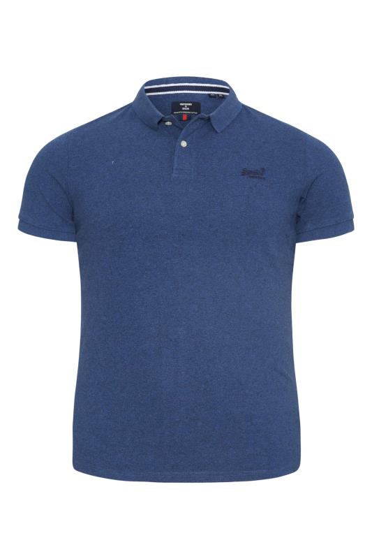  Grande Taille SUPERDRY Big & Tall Blue Pique Polo Shirt