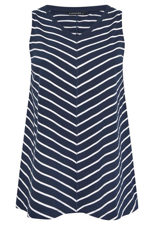EVANS ESSENTIAL 4 Pack Navy Blue & White Vest Tops | Evans 11