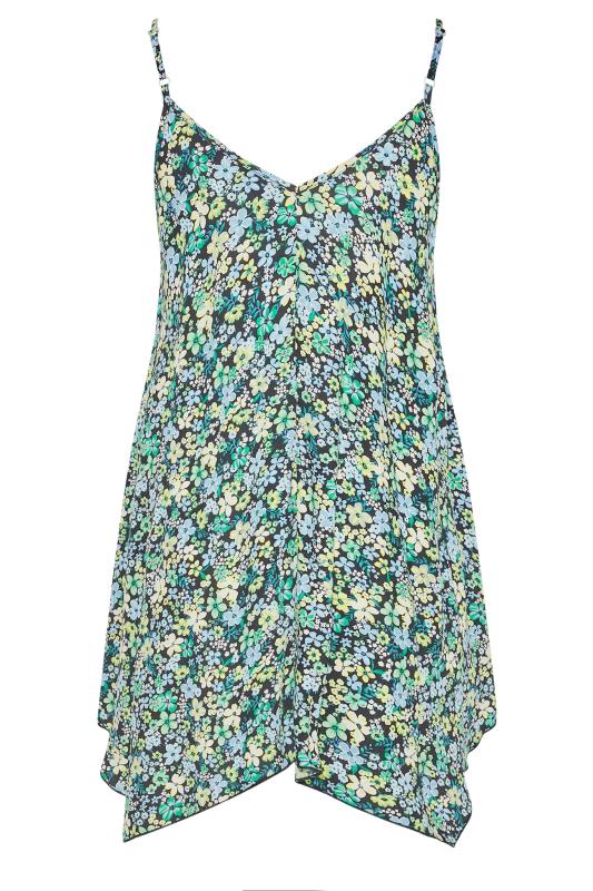 Plus Size Blue Floral Hanky Hem Vest Top | Yours Clothing  6