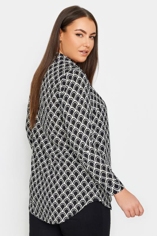 YOURS Plus Size Black Geometric Print Button Through Shirt | Yours Clothing 4