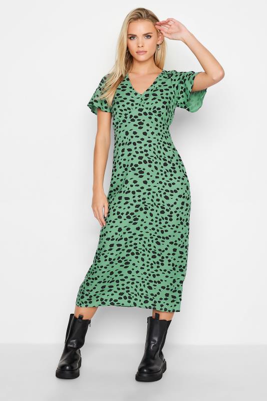Petite  Petite Green Dalmatian Print Tea Dress