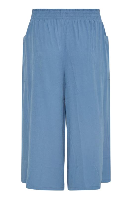 Plus Size Blue Crinkle Culottes | Yours Clothing 5