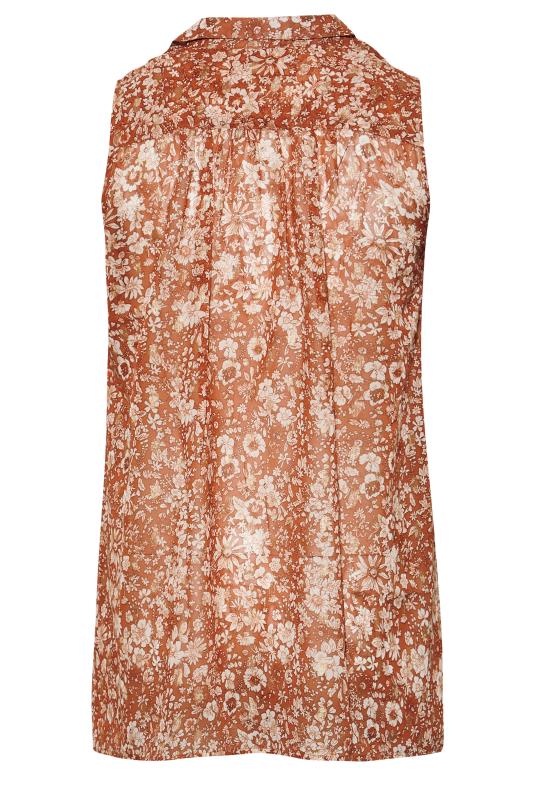 Plus Size Orange Floral Print Sleeveless Swing Blouse | Yours Clothing 7