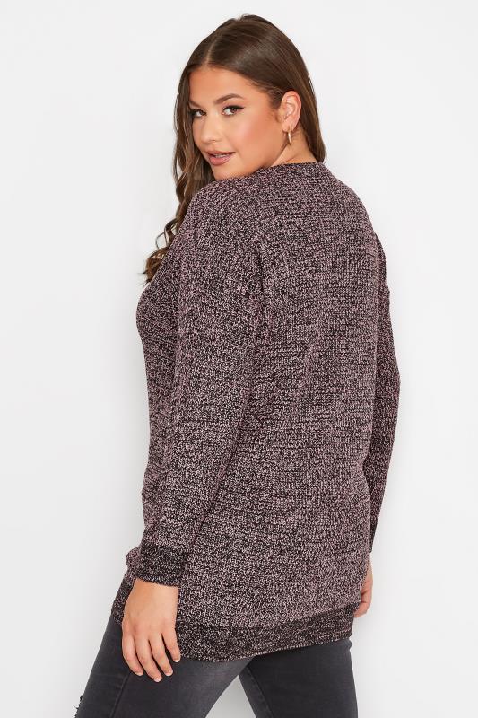 Plus Size Pink & Black Twist Essential Knitted Jumper | Yours Clothing 4