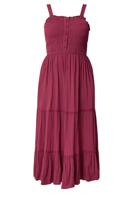 YOURS Plus Size Red Shirred Placket Dress | Yours Clothing 5