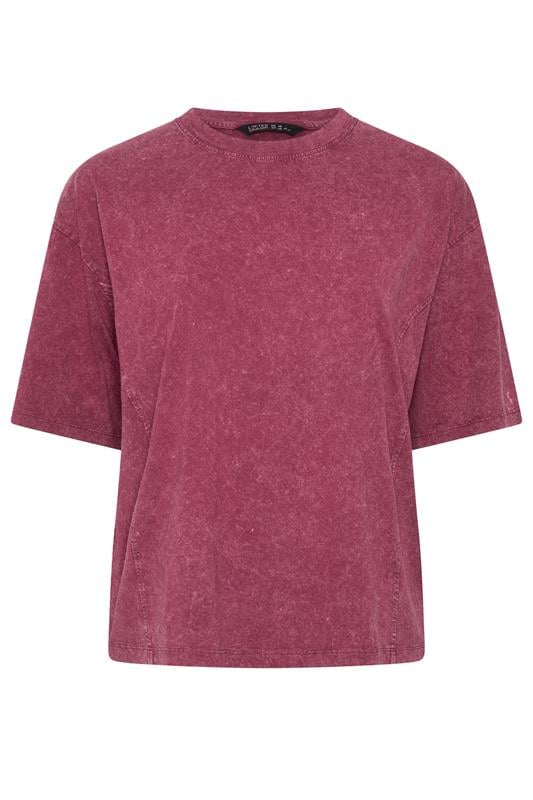 LIMITED COLLECTION Plus Size Red Acid Wash Seam Detail Top | Yours Clothing 5