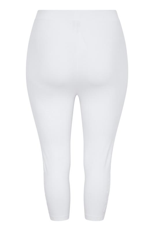 Plus Size White Lace Cropped Leggings | Yours Clothing 6