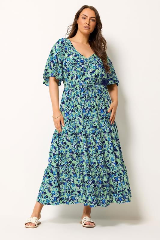  YOURS Robe étagée verte à fleurs
