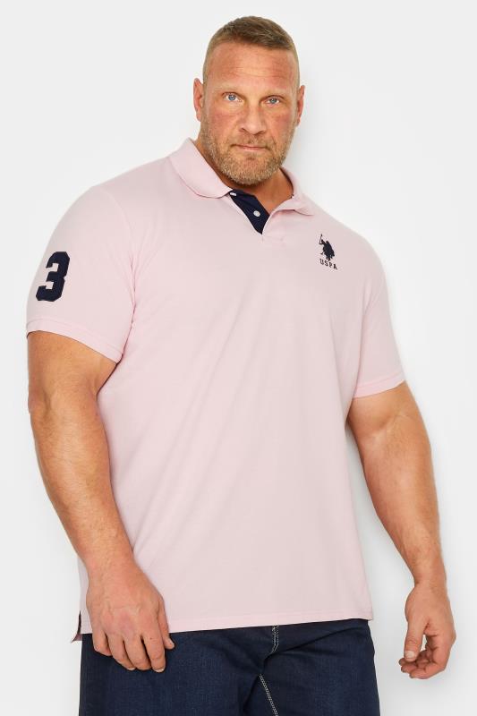Men's  U.S. POLO ASSN. Big & Tall Pink Player 3 Polo Shirt