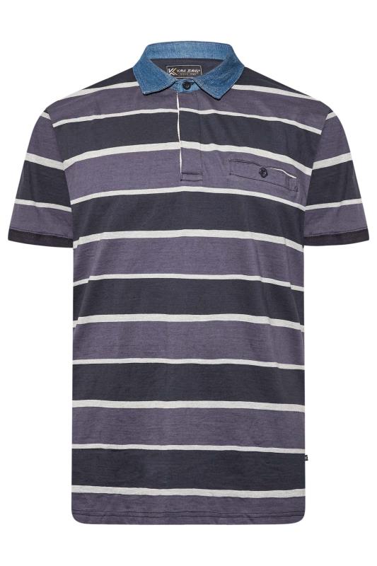 KAM Big & Tall Purple Stripe Rugby Polo Shirt 3