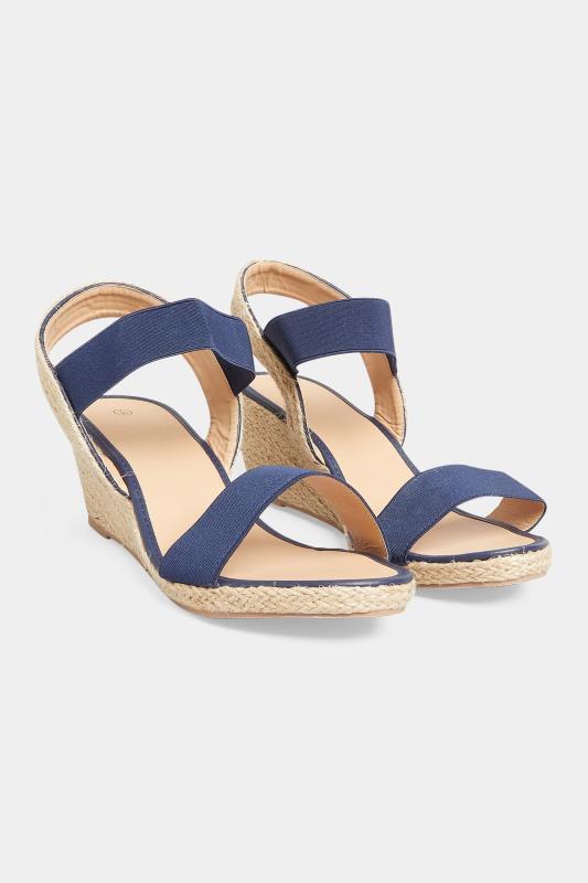 Navy Blue Espadrille Wedge Sandals In Extra Wide EEE Fit 2