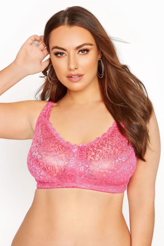 Pink Hi Shine Non-Wired Bra | Yours Clothing 3