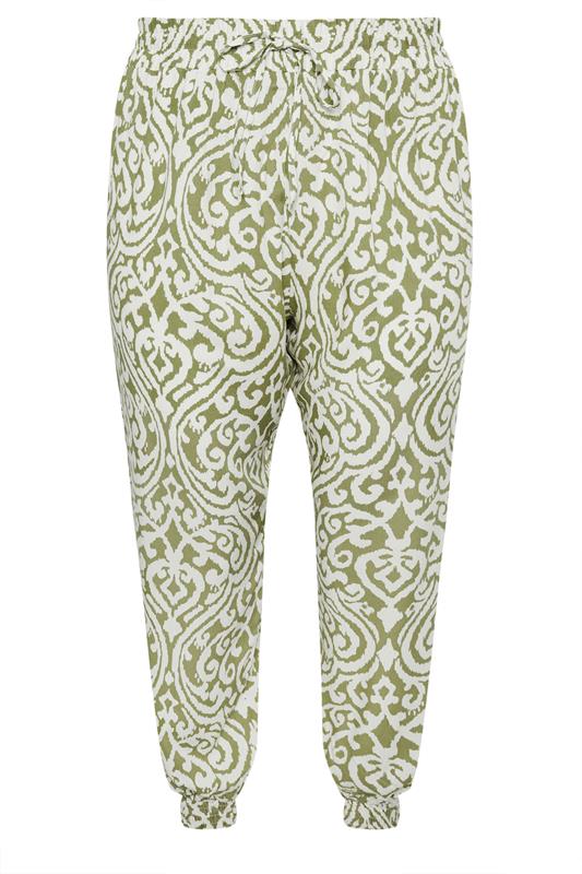 EVANS Plus Size Green Ikat Print Cuffed Harem Trousers | Evans  5