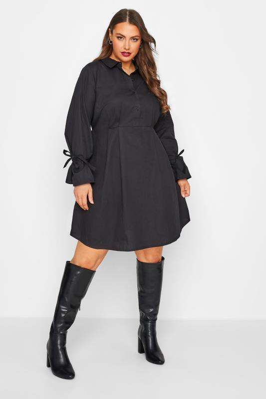 LIMITED COLLECTION Plus Size Black Tunic Shirt Dress | Yours Clothing 1