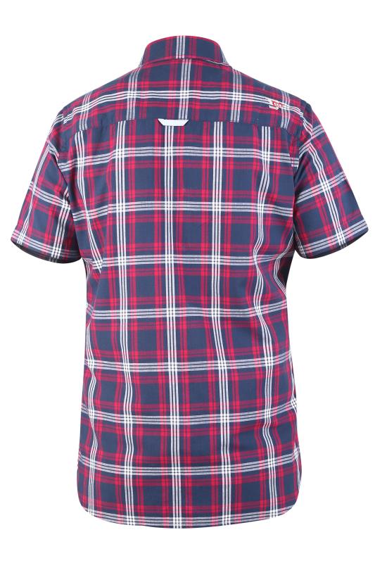 D555 Big & Tall Navy Blue & Red Check Short Sleeve Shirt 3