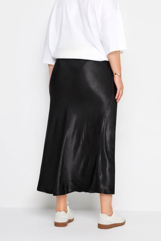 YOURS Plus Size Black Satin Maxi Skirt | Yours Clothing 4
