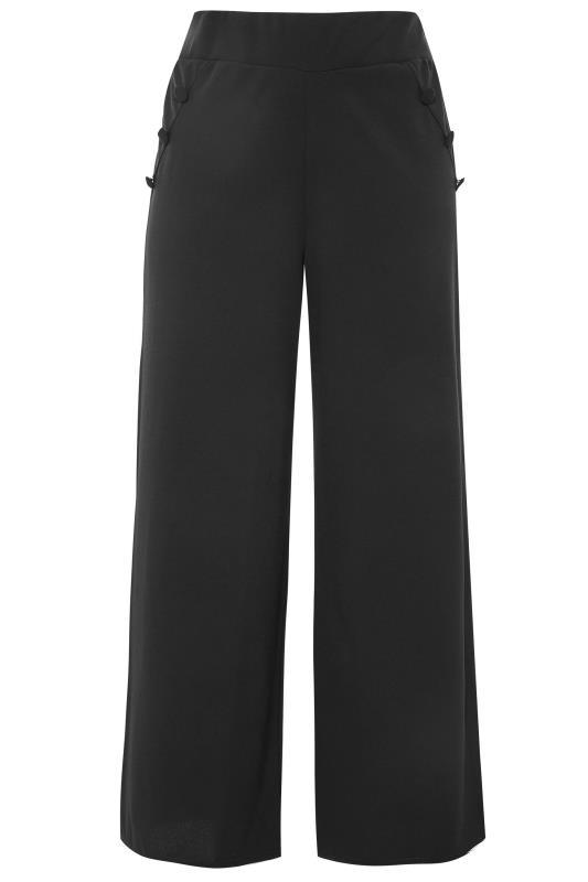 YOURS LONDON Black Button Crepe Wide Leg Trousers_F.jpg