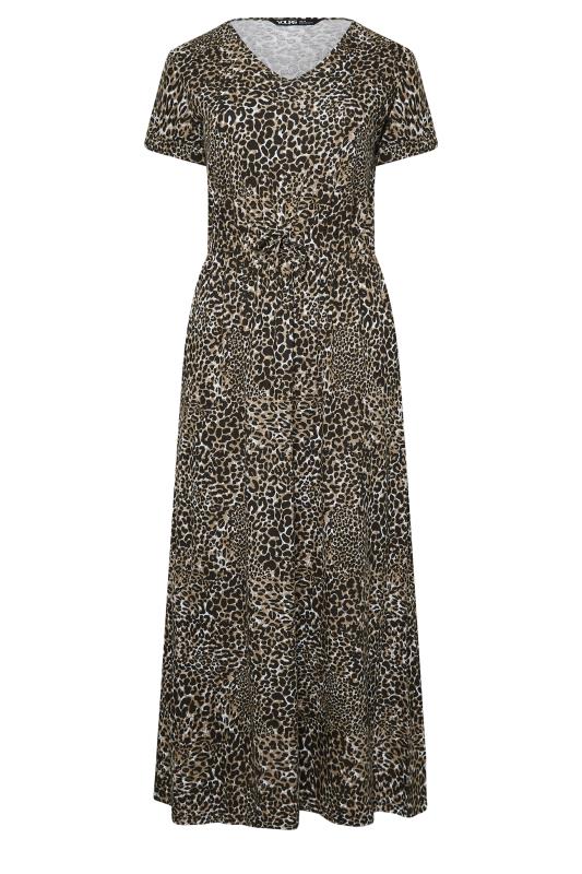 YOURS Curve Brown Leopard Print Maxi T-Shirt Dress | Yours Clothing 7