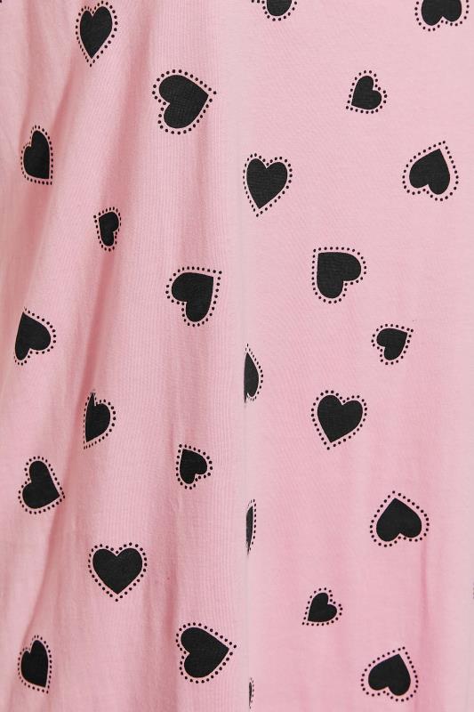 Plus Size Pink Heart Print Placket Nightdress | Yours Clothing 5