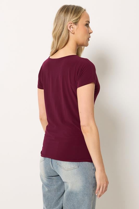 LTS Tall Women's Wine Red Tie Detail Top | Long Tall Sally 2