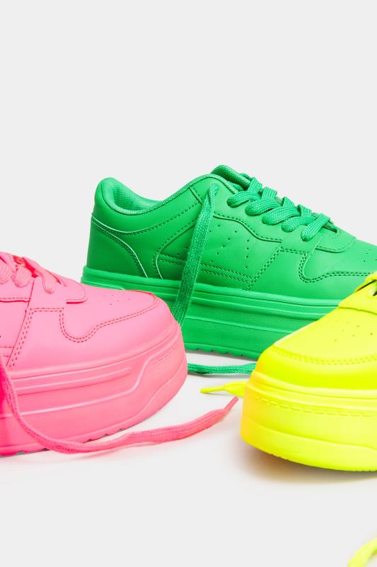 Neon Pink Chunky Trainers In Extra Wide EEE Fit | Yours Clothing  7